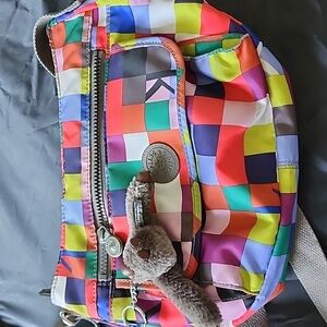 Well loved Kipling Multicolor crossbody purse with gorilla‎ charm